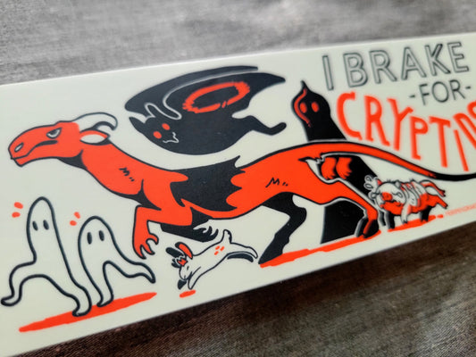 I Brake for Cryptids | Mini Bumper Sticker